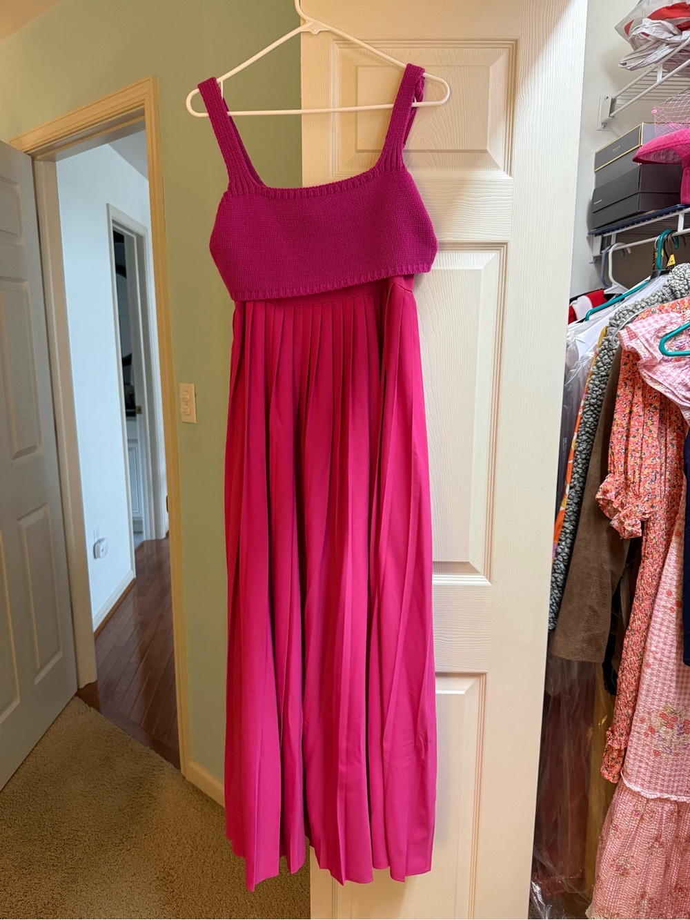 Anthropologie Magenta Knit-Bodice Maxi Dress